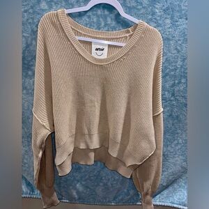 Aerie Women's Tan Crew Neck Sweater